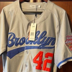 New Negro League 1908 Champions Brooklyn Royal Giants Gray,Blue & Red #42 Jersey